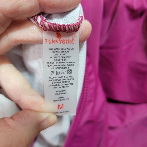 New! Funny Girl Flounce Ruffle Cold Shoulder Swimsuit Women's Size Medium Berry. - Picture 7 of 7